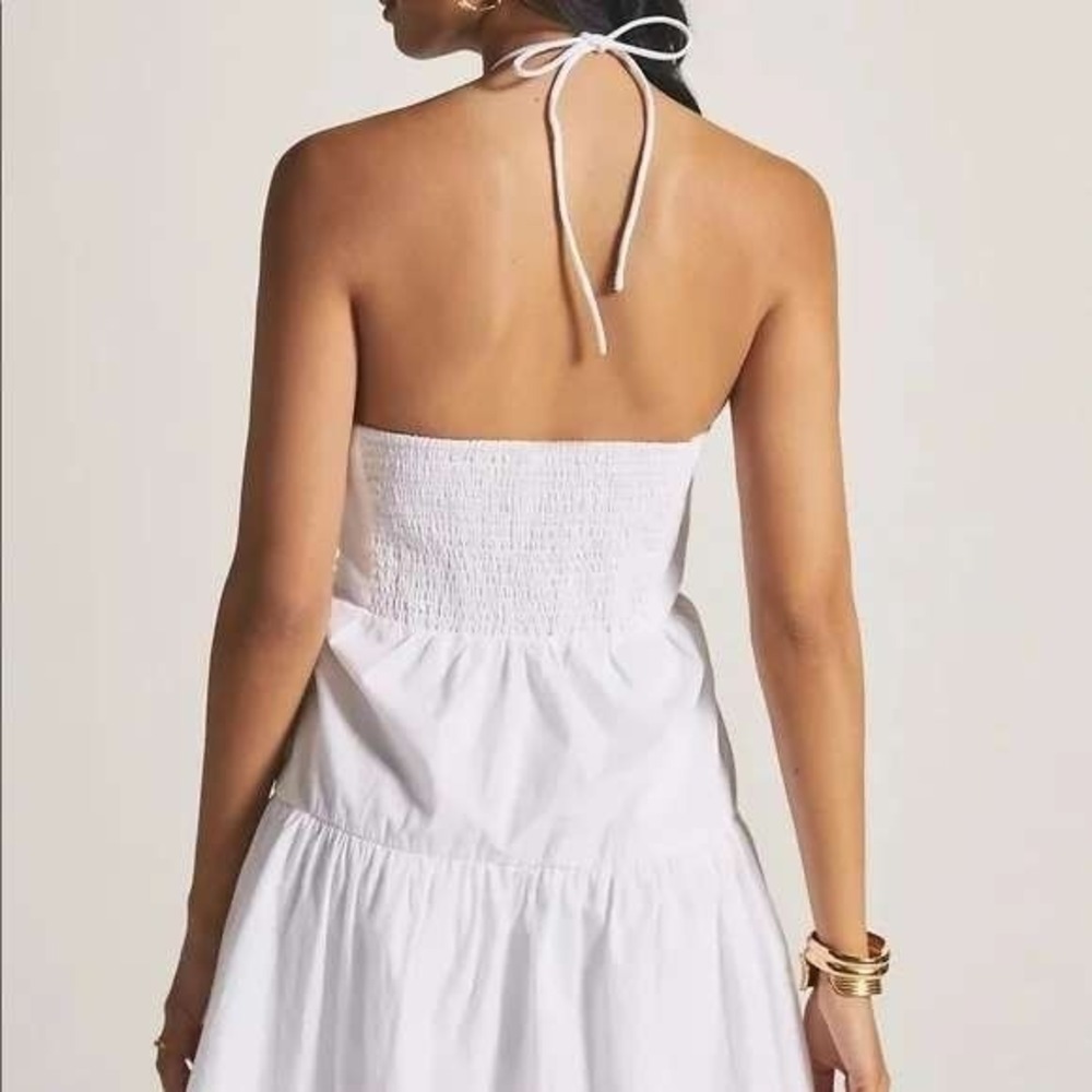 Anthropologie Halter Dress Women MP White Cotton Tiered Emily Beach Festival NWT - Picture 3 of 13